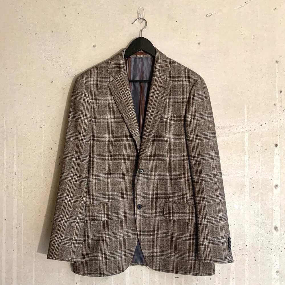 Men’s Etro Brown Check Wool Blazer, Like New SZ50